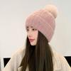 Rabbit Fur Knitted Hat Women's Autumn and Winter Warm Wool Hat New Velvet Ear Protector