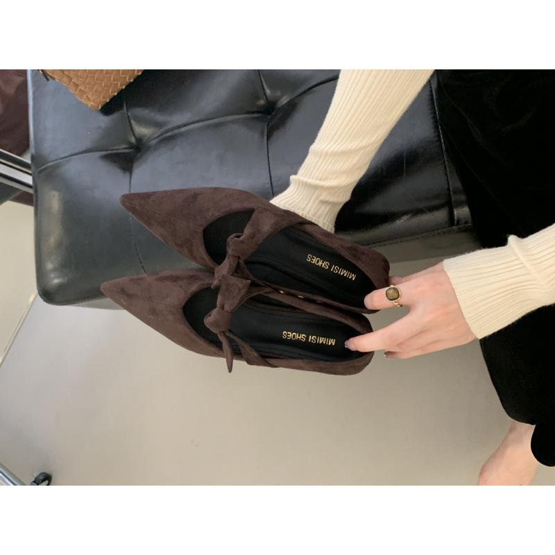 French Thick Heel Pointed Suede Mary Jane Shoes Women's 2025 Spring and Autumn New Evening Breeze with Skirt Low Heel Single Shoes Women's Shoes