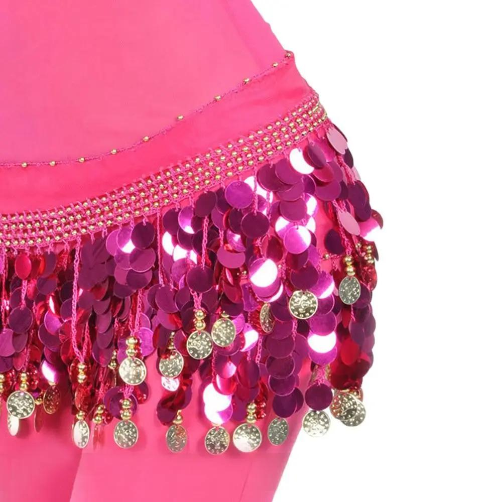 Thaïlande/Inde/Danseuse Arabe Jupe à Sequins et Franges Femmes Sexy Danse du Ventre Foulard de Hanche Ceinture Enroulable Jupe de Danseuse Costumes de Spectacle Féminins