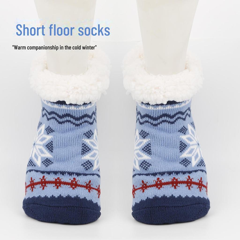Przytulne skarpetki podłogowe antypoślizgowe: Pogrubiony aksamit, ciepłe skarpetki do spania i śnieżne kapcie