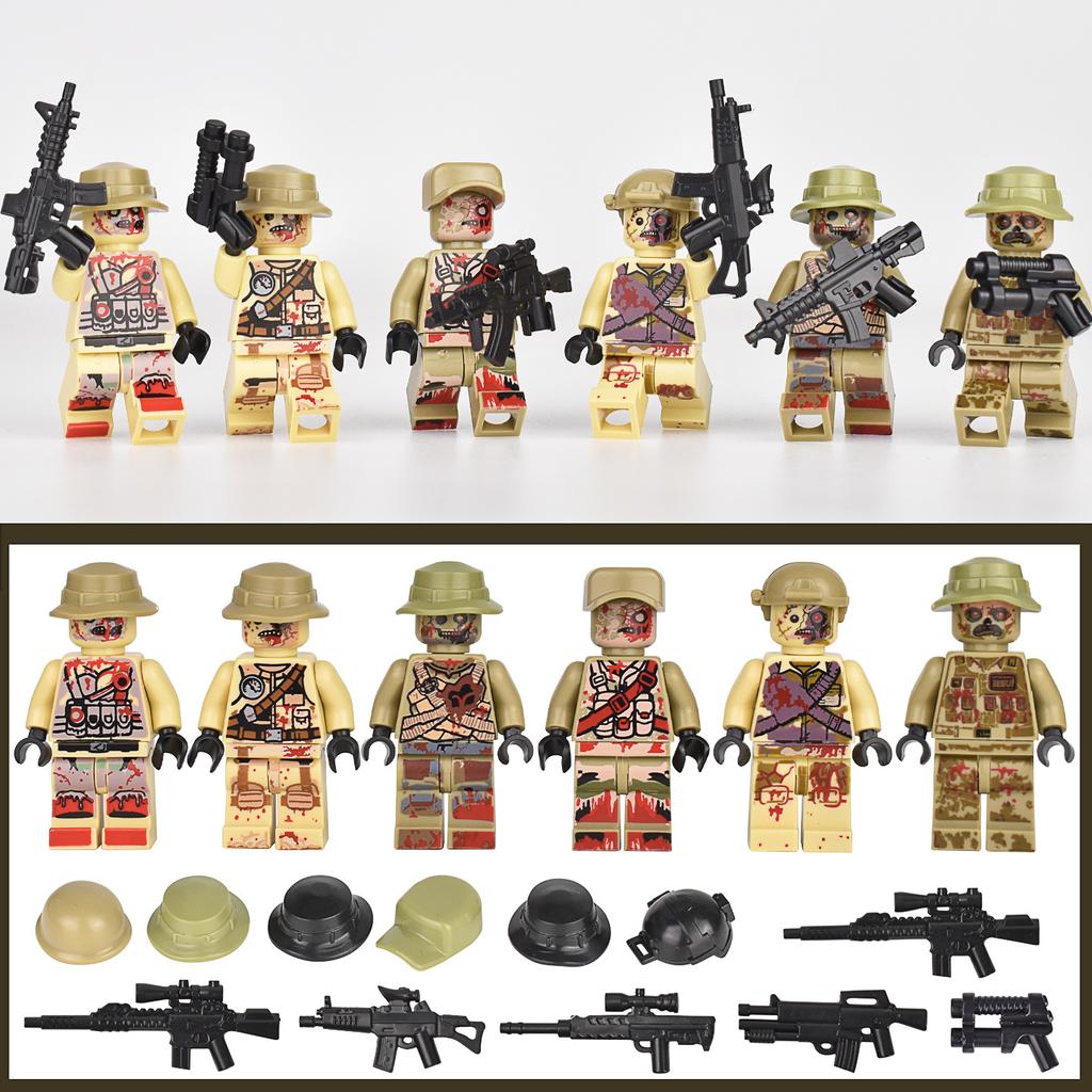 Military Zombie Building Blocks Ghost Special Police Wolf Warrior Special Forces Mutant Zombie Police Assembling Party Toys