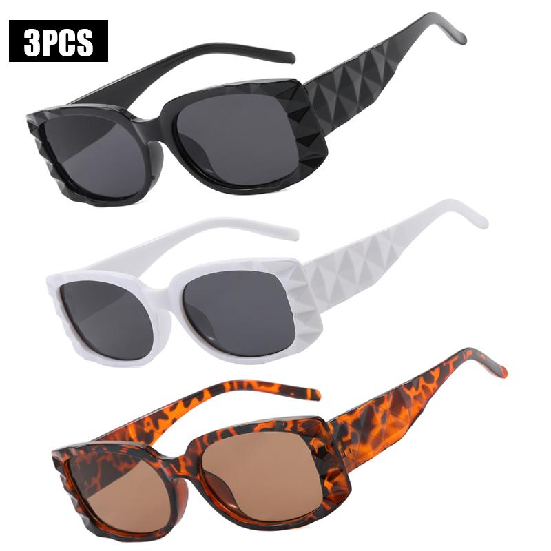 3PCS Square Fashion Women Sunglasses Y2K Hip Hop Vacation Beach Party Decoration Glasses Men