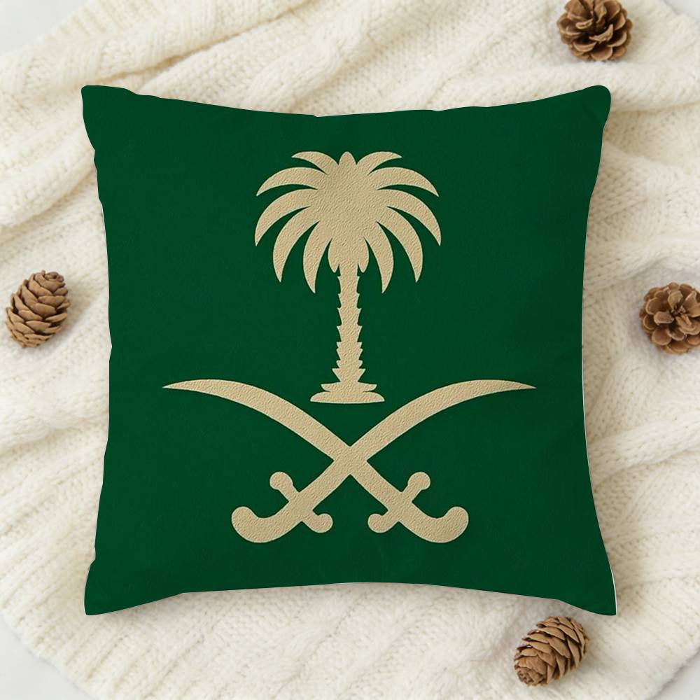 KKingdom Of Saudi Arabia Flag Doublesided Printed Square Decorative Cushion Cover for Sofa Living Room Home Decor