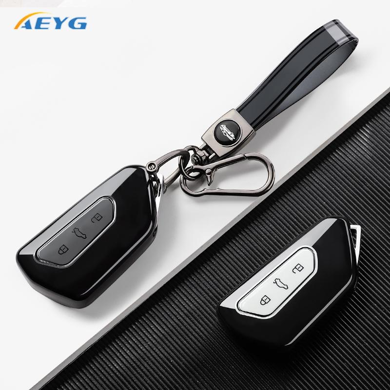 Fashion Soft Tpu Car Key Cover Case Protection Shell Keychain For Vw Golf 8 Mk8 Gti Gtd R Id3 Id4 Smart Keyless Auto Accessories