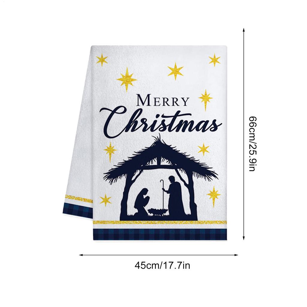 Christmas Kitchen Towels Nativity Festive Cloth Dry Hand Conveniently Towel For Home Family Festival Daily Decoration Holiday