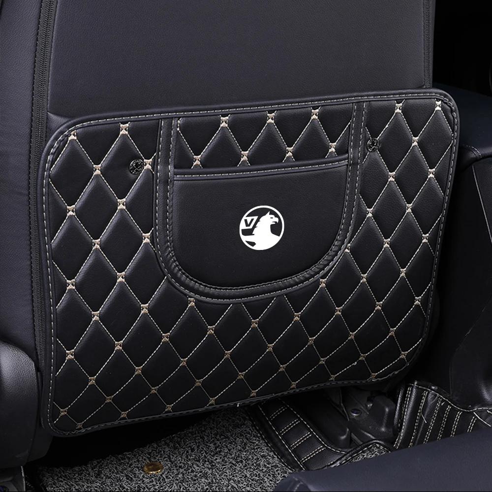 PU Leather Car Seat Back Pad With Storage Bag Anti-kick Mat For Opel Vauxhall Astra J K Crossland X Grandland Insignia B Zafira wb3