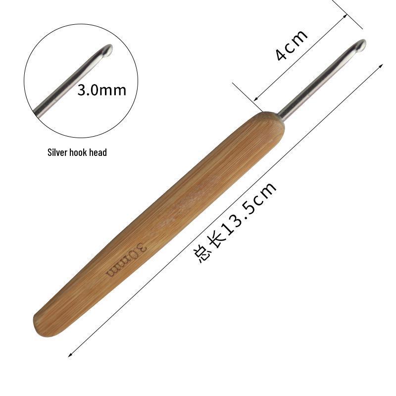 Bamboo Handle Crochet Hook with Metal Head for Dreadlocks & Knitting