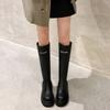 [] Two Versions~ Round Head Thick-soled Elastic Medium and Tall Knight Boots Women's Rain Boots