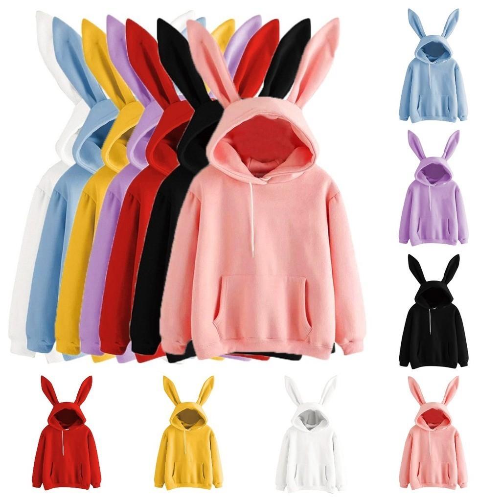 Stylish Rabbit Ear Women Hoodie Fashionable Long Sleeve Pullover Jumper