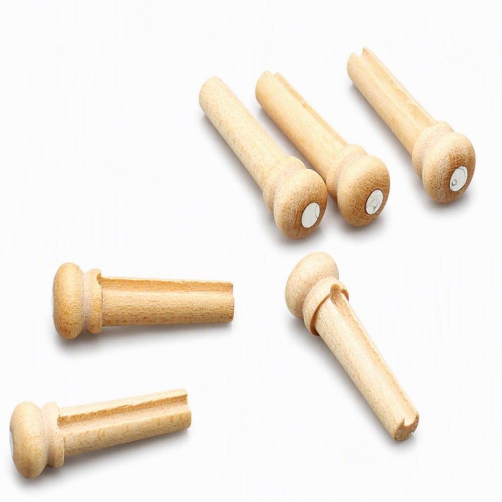 6PCS Wood Bridge Pin Replacement Wood Color Acoustic Guitar Pin Guitar Bridge Pin  For Guitar