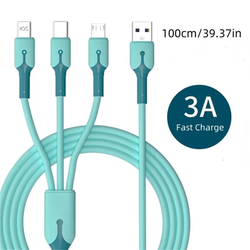 

3 в 1 кабель типа C USB-кабель для зарядки телефона многопортовый зарядный шнур для iPhone Huawei Samsung несколько USB-проводов для зарядки 1 M синий