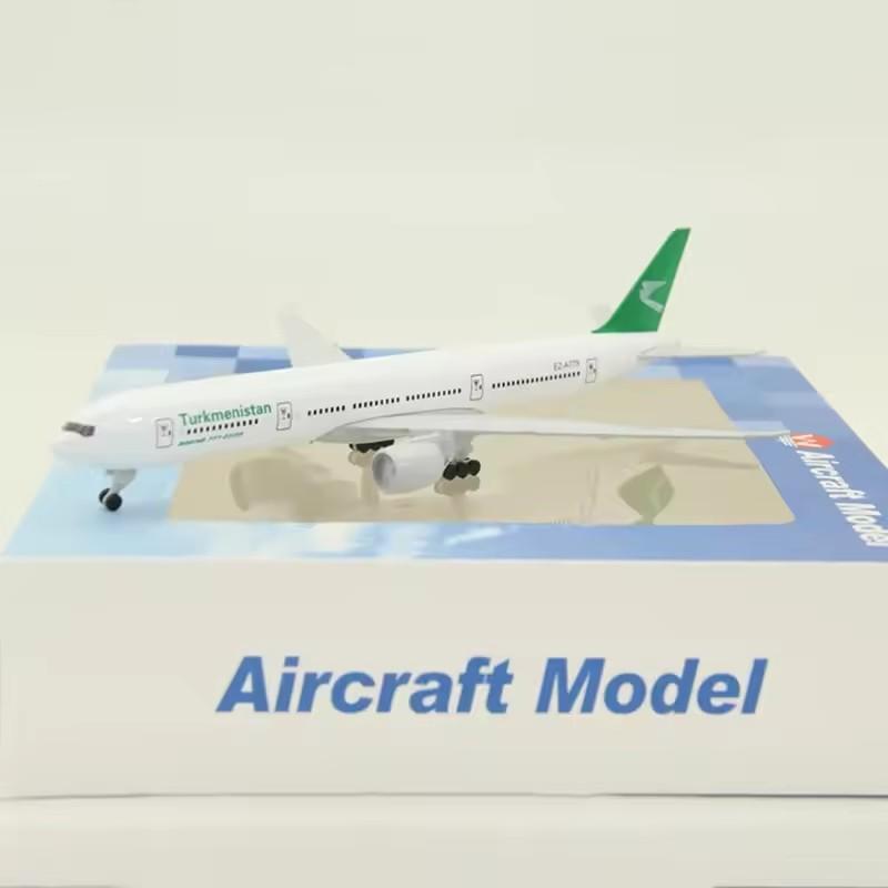 1/300 Scale 20cm Turkmenistan B777 Toy Aircraft Model Die-cast Metal Model Aircraft Static Display Collection or Boys Toy Gift