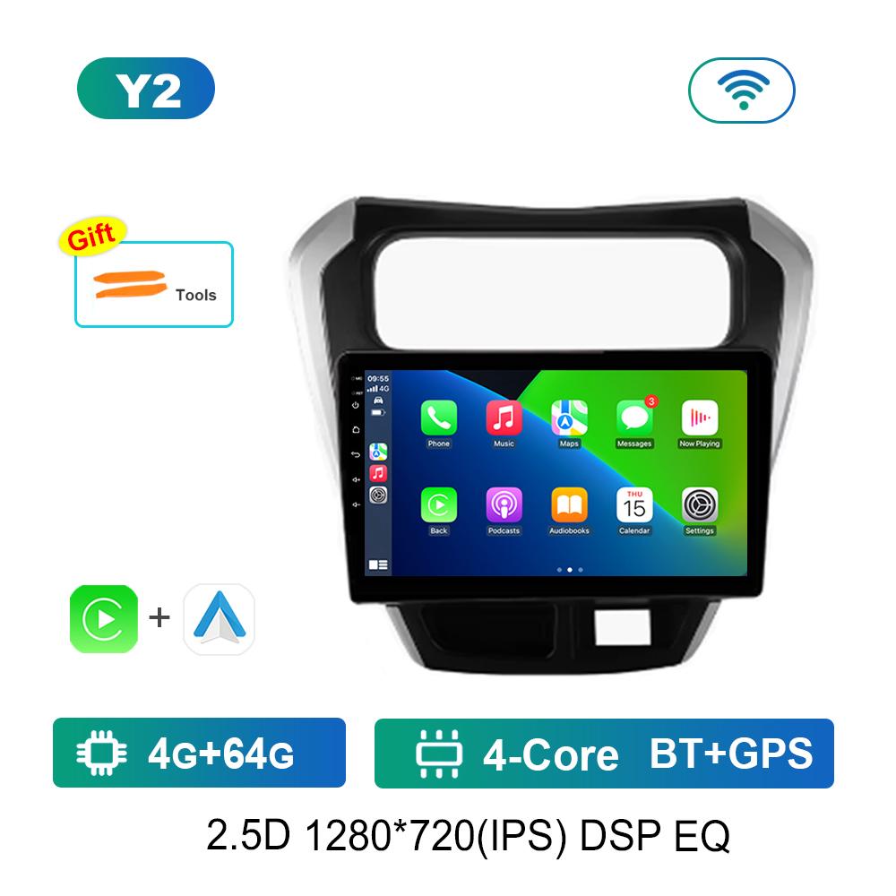 Carplay Android System 9'' for SUZUKI Maruti Alto 800 2014 Navi GPS Car Video Multimedia Player WiFi+4G Split Screen DSP Stereo