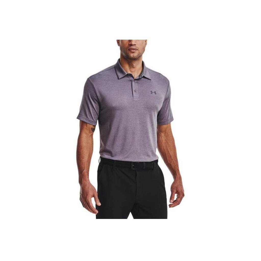Under Armour Solid Color Straight Cut Short Sleeve Polo Shirt Men tops Gray 1351131-033