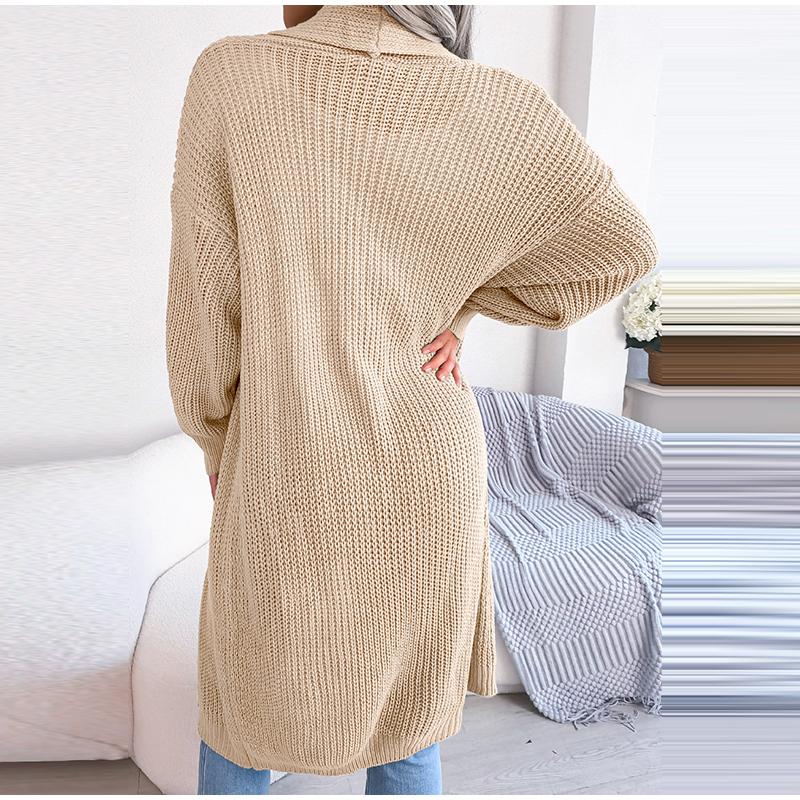 Весна Осень Женский Повседневный Универсальный Длинный Кардиган С Лацканами Женский — фото 12