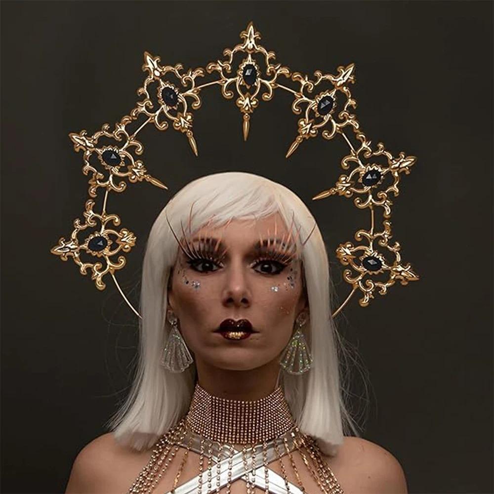 Shiny Goddess Halo Headwear Elegant Rhinestone Crown Temperament Baroque Hair Hoop Cosplay