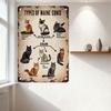 Vintage Maine Coons Types Tin Sign Metal Poster - Rustic Educational Decor with 6 Cat Illustrations for Bar Pub Home Wall Decor