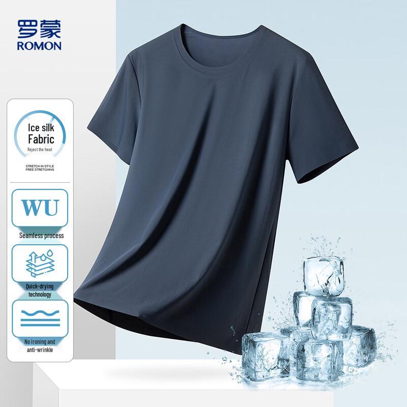 Romon Men s Ice Cool Quick-Dry Short Sleeve T-Shirt L