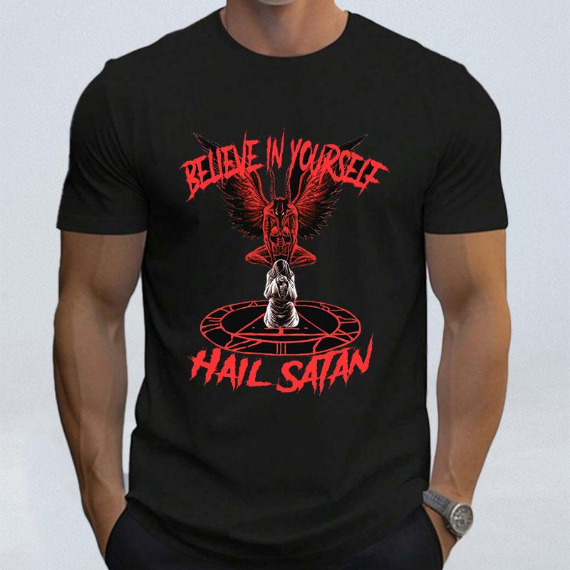 

Believe in Yourself Hail Satan NUN Sexy Fashion Funny T Shirt Satanic NUN Graphic T Shirts Round Neck Casual Loose Streewear Top 5XL різнокольоровий