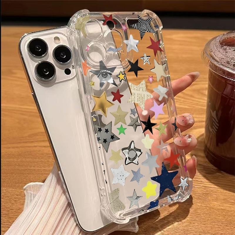 

Модный прозрачный чехол для телефона со звездным узором для iPhone 17 11 13 12 14 15 16 Pro Max XS XR 15 16 Plus Ударопрочный мягкий чехол iPhone 16 Pro Max