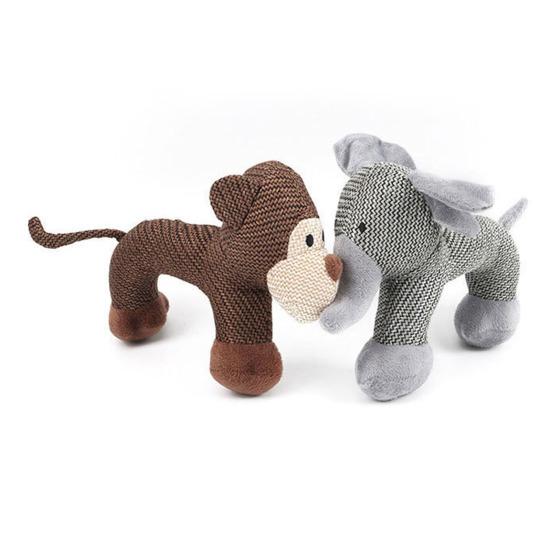 Plush Dog Toy Cute Animal Shapes Squeaky Chew Toy Linen Fabric Stuffed Animals Puppy Teething Toy for Dogs Boredom And Anxiety Relief