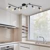 Kimjo 6-Light Track Lighting Fixtures Ceiling, Flush Mount Black Track Light Kit with Rotatable E26 Light Heads, Directional Kitchen Ceiling