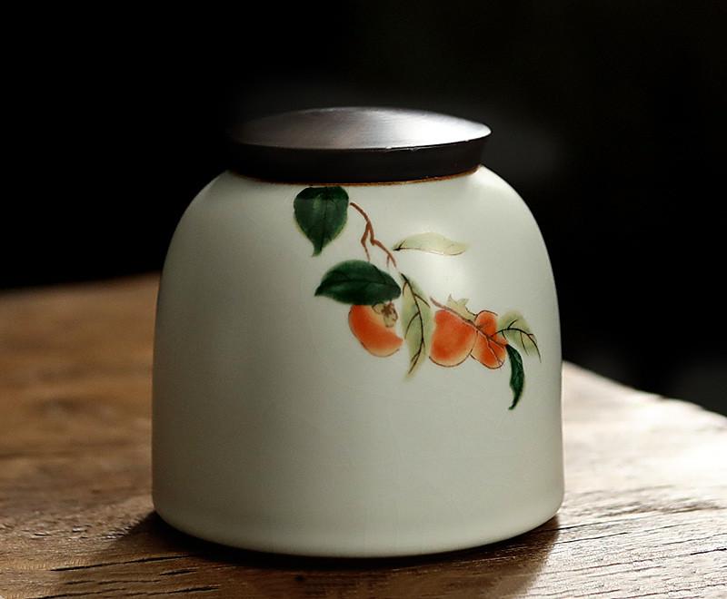 Traditional Ru Kiln Ceramics Tea Caddy Tieguanyin Containers Travel Tea Bag Sealed Tea Jar Coffee Storage Tank Spice Organizer