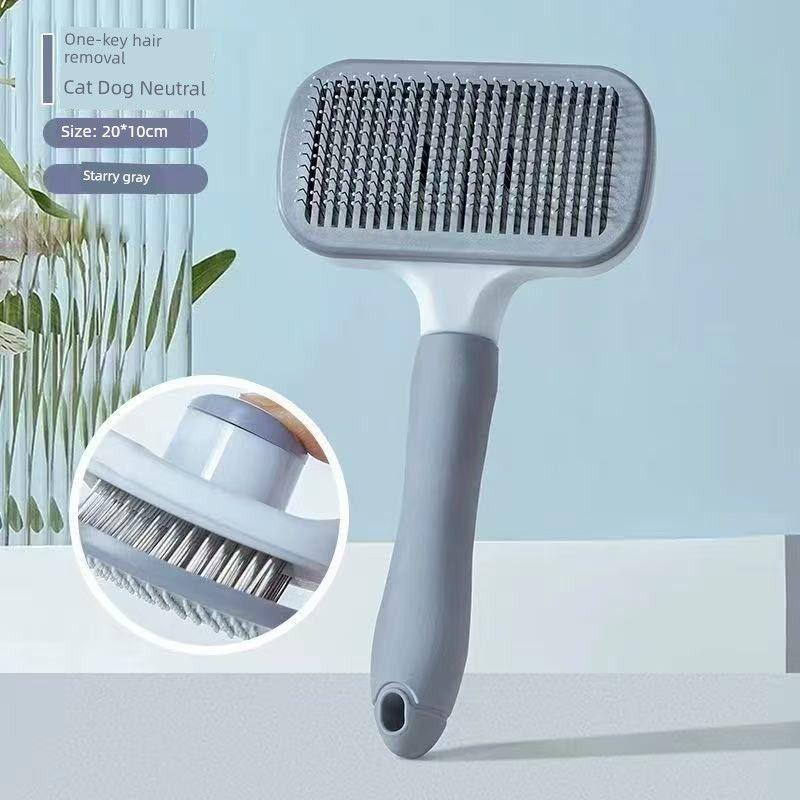 

Dog Comb Dog Hair Cleaner Cat Hair Removal Comb Teddy Bear Needle Comb Floating Hair Open Knot Brush Pet Supplies Star Gray [one key hair removal] for cats and dogs