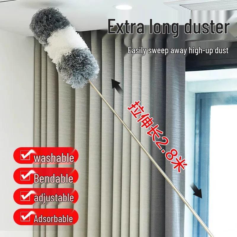 Telescopic Electrostatic Feather Duster for High Ceilings and Gaps