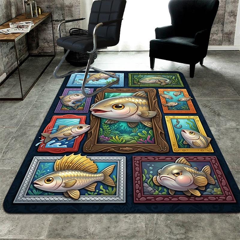 Fish Fantasia Pattern Rug Floor Mat for Living Room or Bedroom Soft and Comfortable Carpet a Gift for Birthday and Holiday.