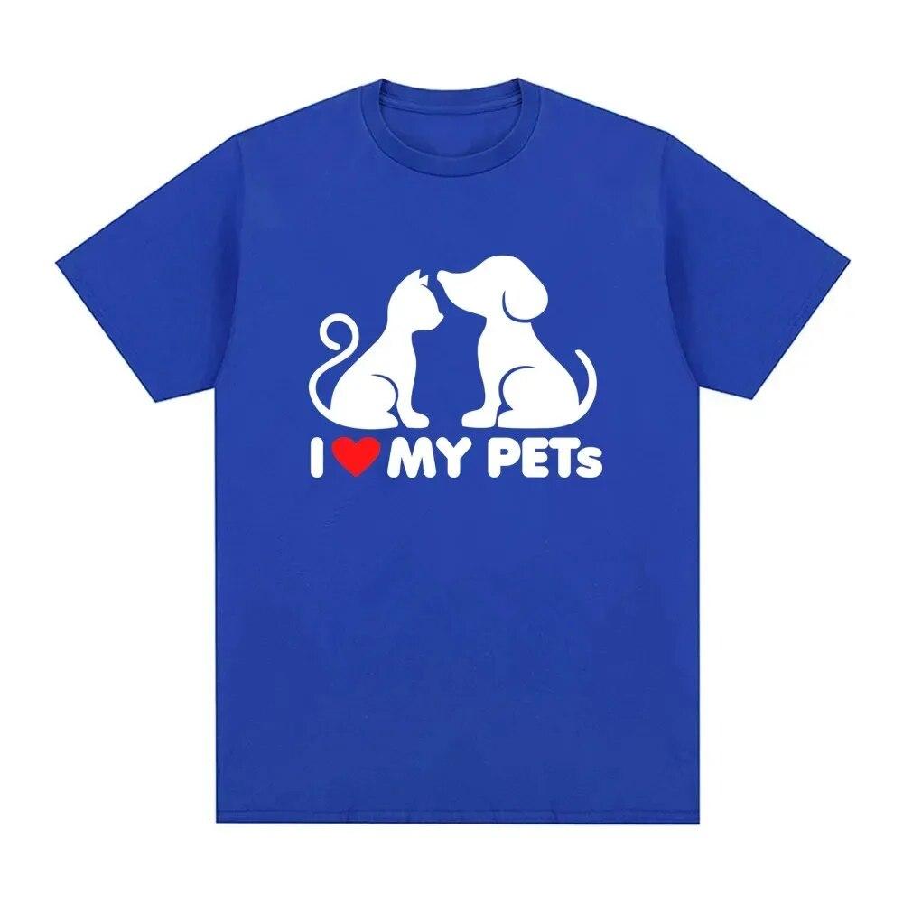 2024 Casual Street Clothing Casual Tee Unisex Cotton Short Sleeve Tee Fashion Women T-shirts Interest Cats LOVE Dogs Printed Shirt Unisex