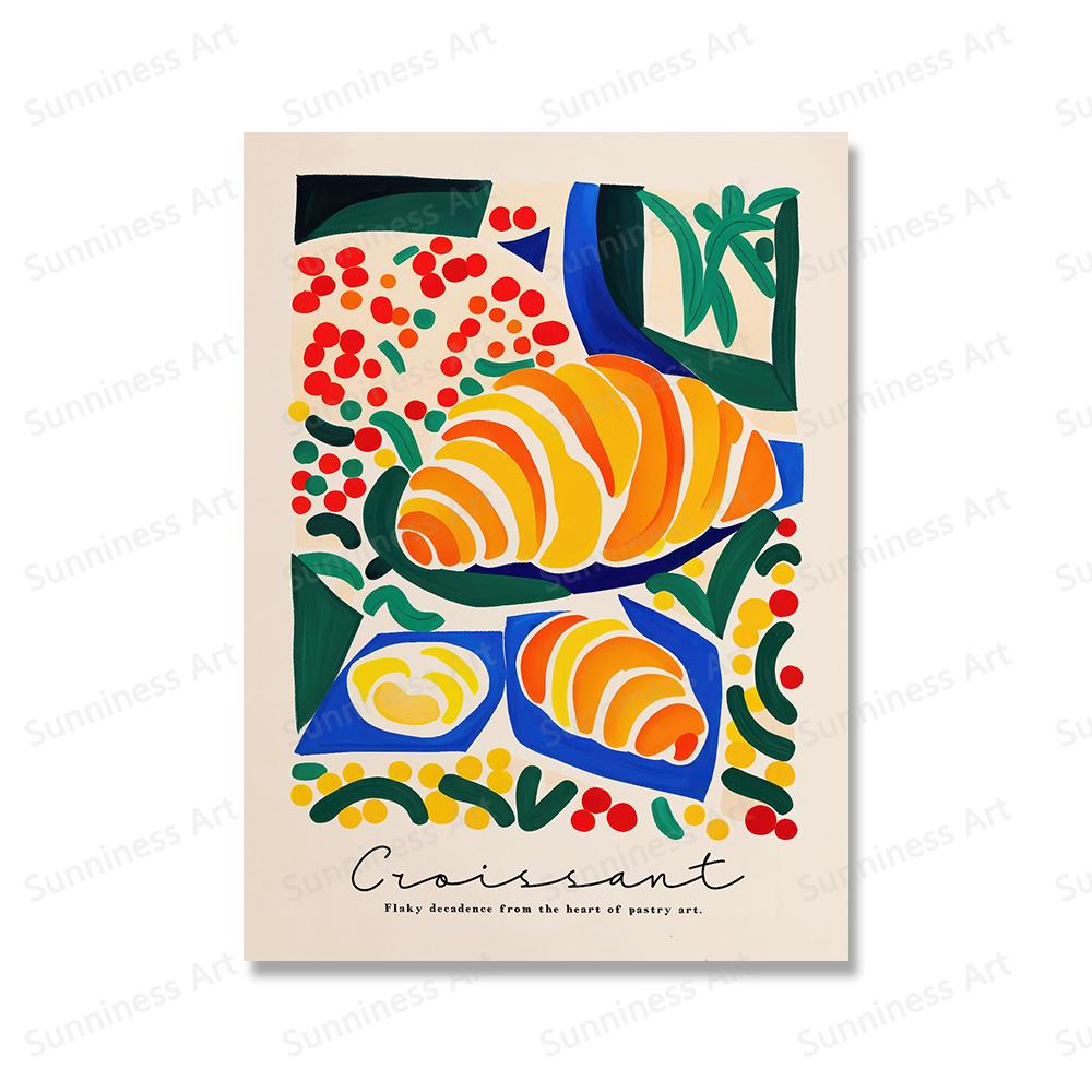 

Французский круассан, холст, живопись, принты, винтажные настенные художественные постеры с едой, фотографии на новоселье для современной кухни, украшения дома 21x30cm No Framed белый