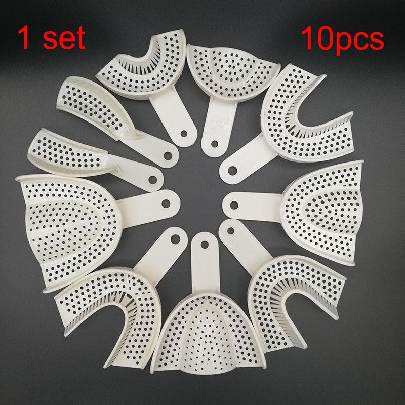 10ks/Sada Plastové otiskovací lžíce bez mřížky Zubní nástroje Materiál pro zubní laboratoř Držáky na zuby Lžíce