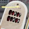 10Pcs Handmade Blood Red Glass Bead Rose Cat Eye Press On Nails Halloween Detachable Fake Nails For Women And Girls