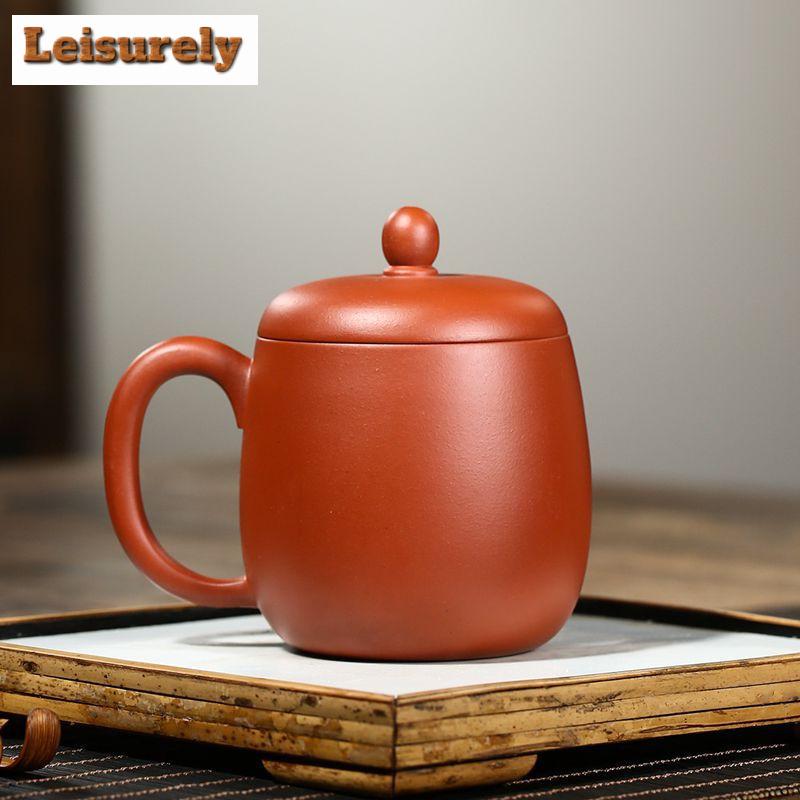 380ml Yixing Purple Clay Tea Mug Handmade Covered Cup Raw Ore Zhu Mud Kettle Chinese Zisha Tea Set Cafes Supplies Customized