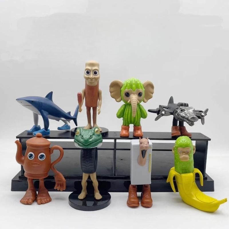 8pcs/set TungTungTung Sahur Funny Animal Model PVC Decorative Ornaments Action Figures Toys Gifts