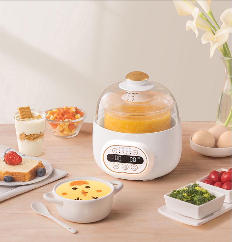 220V 1L Automatický elektrický hrnec na dušení Skleněný Pomalý hrnec na dětskou výživu Pro domácnost Multifunkční hrnec Hrnec na vaření jídla Bílá/Zelená barva