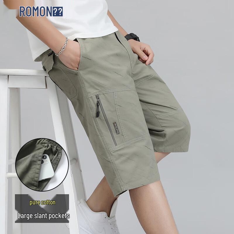 ROMON Men s Loose Fit Cotton Summer Cargo Shorts 3XL