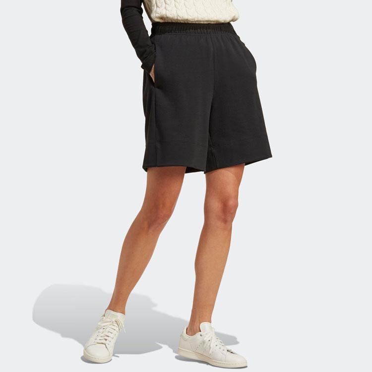 Adidas Originals Essentials Long Shorts Solid Logo Elastic Waist Straight Regular Sports Shorts Women Shorts Black IC5268