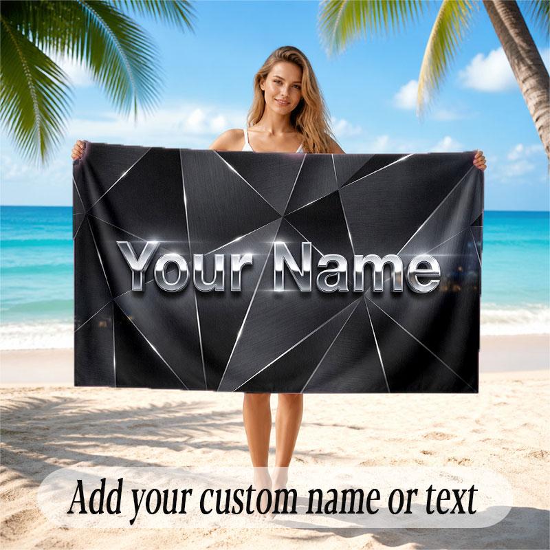 Abstract Personalized Theme Soft Beach Towel Personalized Custom Name Text Towel Portable for Beach Pool Travel