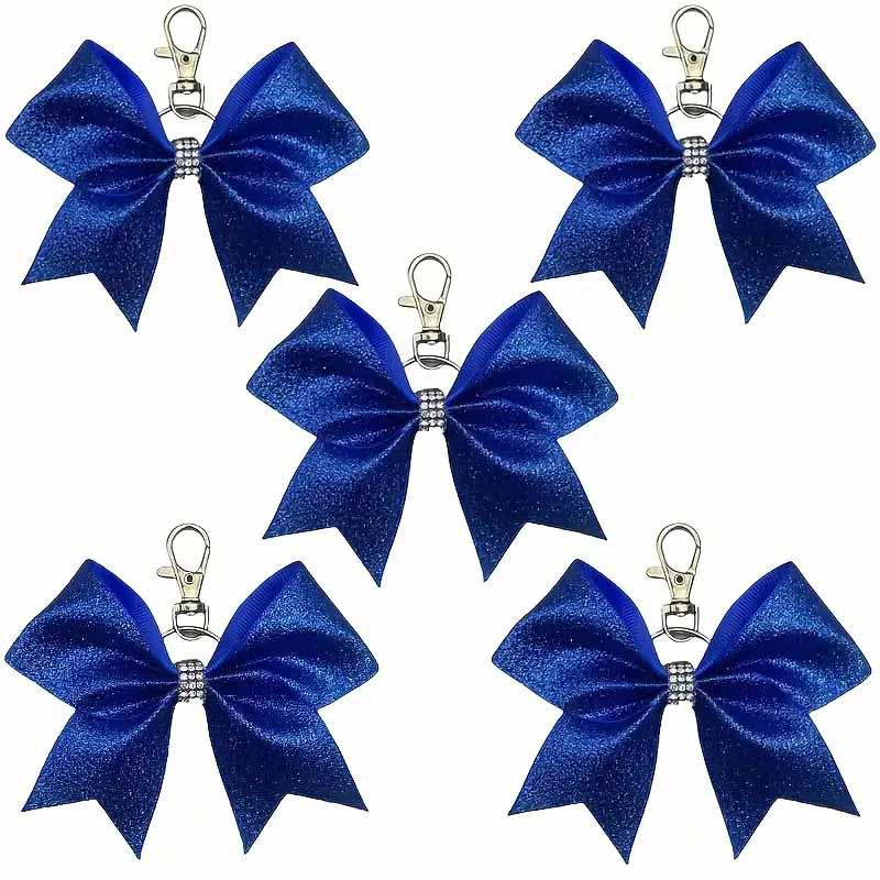 Shiny Leather Bow Keychain with Rhinestones - Fashionable Gift Charm