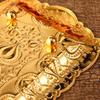 Exquisite Fruit Tray, Alloy Cake Plate, Gold Engraving Leaf Shape Snack Disc,Nuts Organizer Wedding Desktop Decoration,22.5 Cm