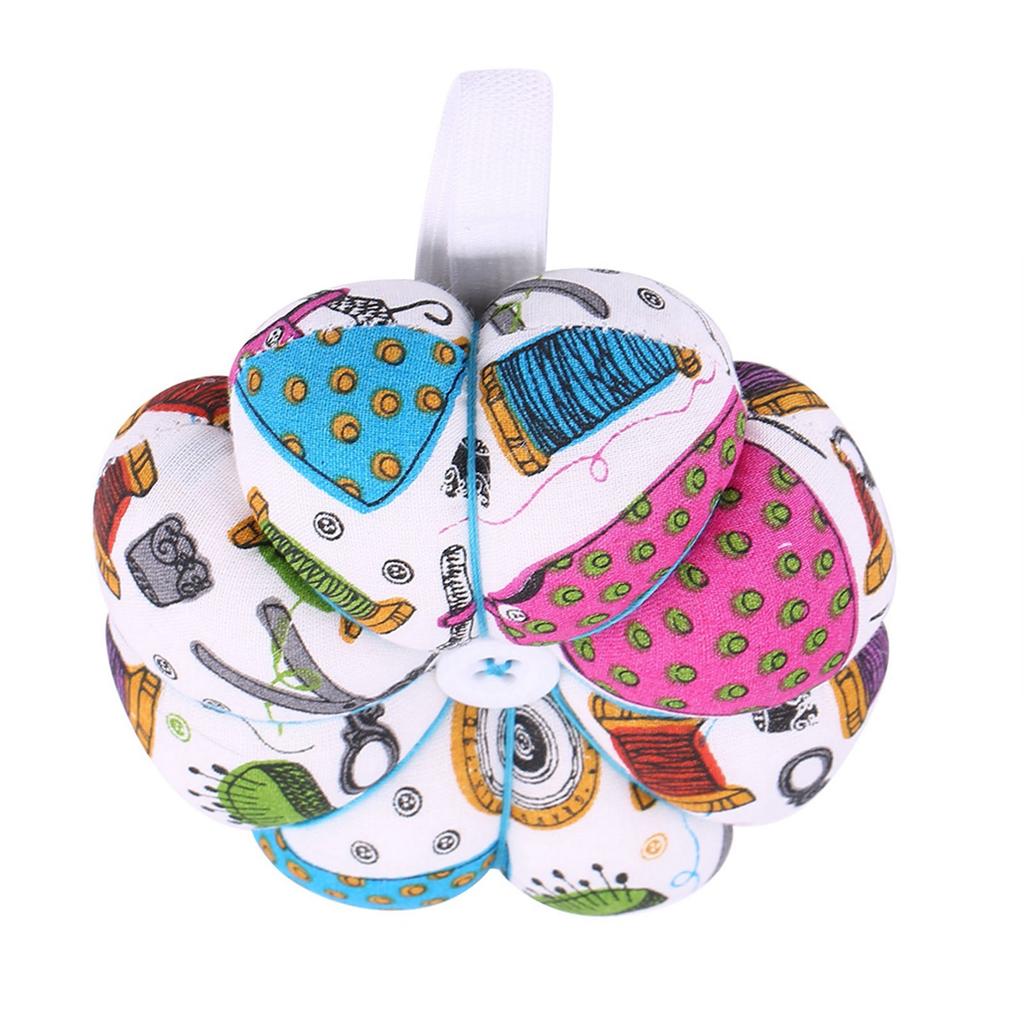 1 pcs Creative Pumpkin Fabric Sewing Needles Pin Cushion with Elastic Wrist Belt