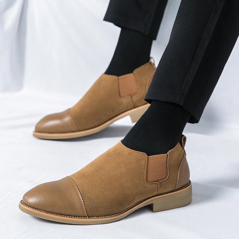 Street Fashion New Men's Black Brown Slip On Patchwork Flats Shoes Designer Wedding Dress Homecoming Footwear Zapatos Hombre