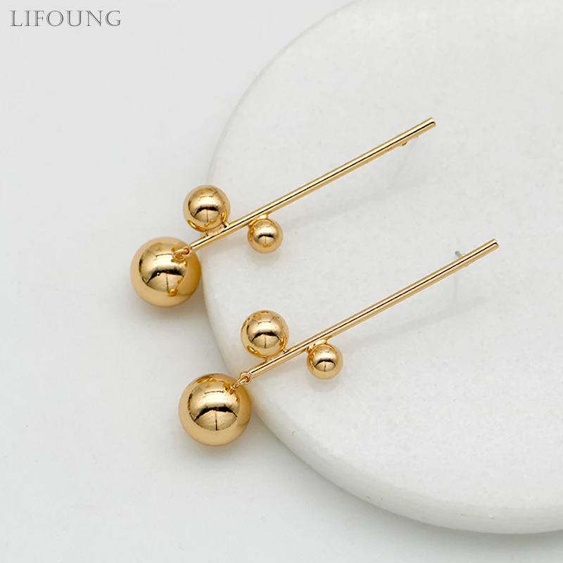 Metal Ball Earrings For Women Copper Long Drop Dangle Post Studs Luxury Simple Design Fashion Zircon Basic Styles Gifts 2023334