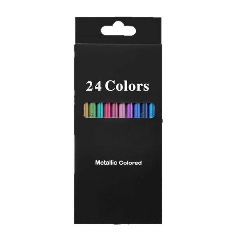 Kros24 Black Wood Metal Colored Pencils for Student Art & Creative Graffiti - Boxed Set