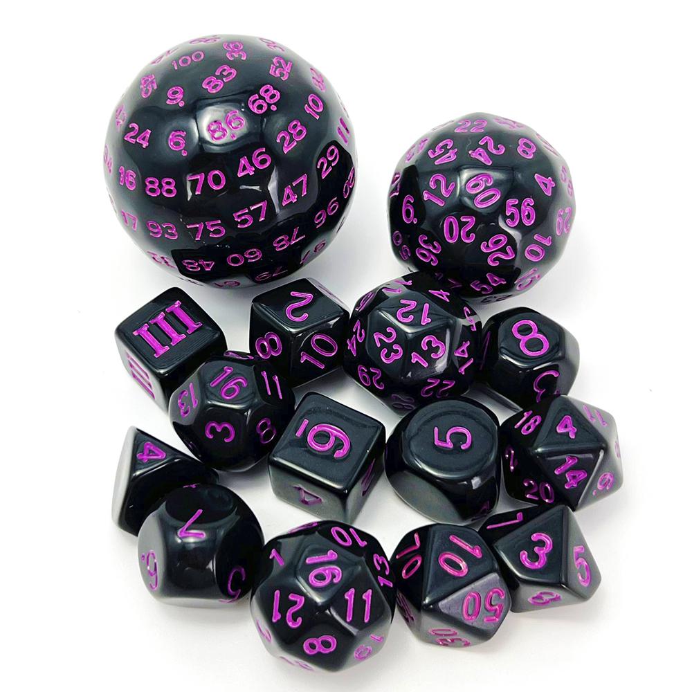 Polyhedral Dice Set, Game Dice Set Acrylic 15Pcs D4-D100 with Bag for DND Role Playing Game