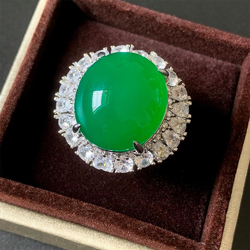 

Jewelry Simulation Corundum Blue Spinel Plain Light Luxury Set Main Stone 18 * 20