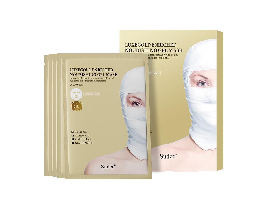 SUDEE Gold Firming & Refining Facial Sheet Mask 5 Pcs – Anti-Wrinkle, Fine Line, Elasticity & Collagen Peptide, Korean Medical-Grade Skincare 5 Sheets, 30g Each