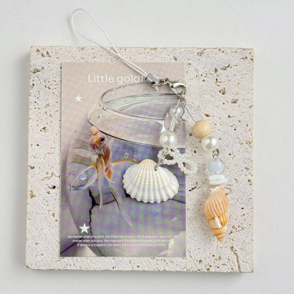 Seashell Bag Charm Blue Color Keychain Pendant Versatile Phone Lanyard  For Women
